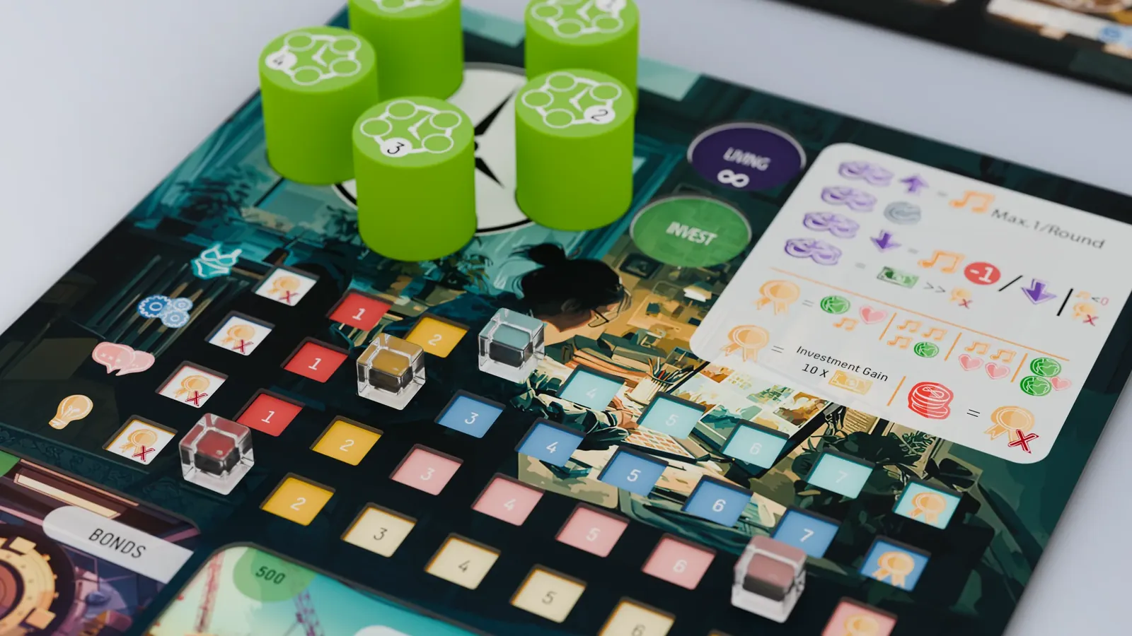 A player board with green time markers